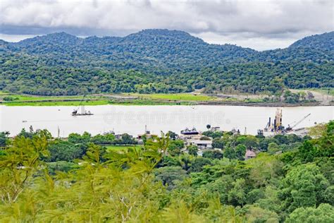 Panama Canal and Lake Gatun, Aerial View Stock Photo - Image of green ...