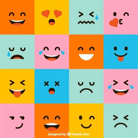 Premium Vector | Pack of colorful square emoticons | Emoticon, Design ...