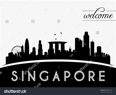 Singapore Skyline Silhouette Black White Design Stock Vector 308816735 ...