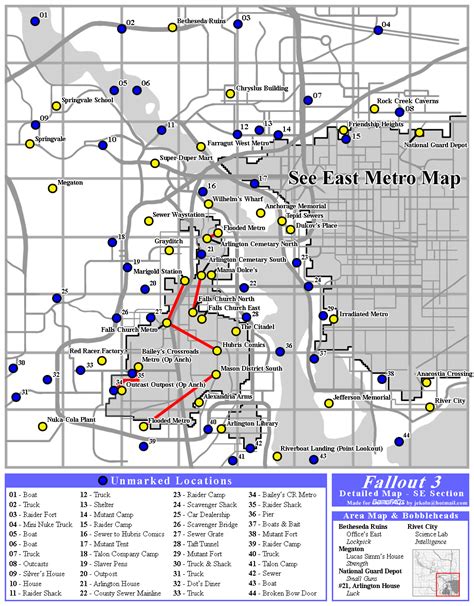 Fallout 3 Capital Wasteland SE Map Map for Xbox 360 by jekoln - GameFAQs