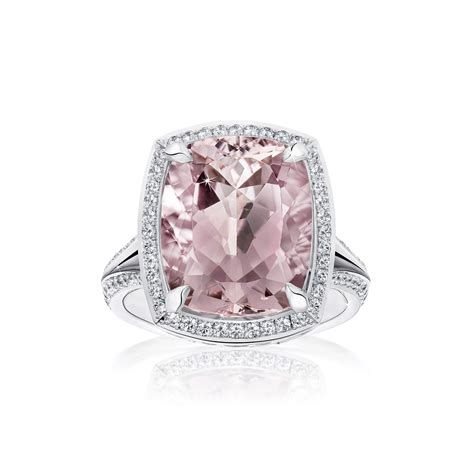 Valerie 7.40ct Cushion Cut Morganite and Diamond Ring - Fine Jewellery and Argyle Pink Diamond ...