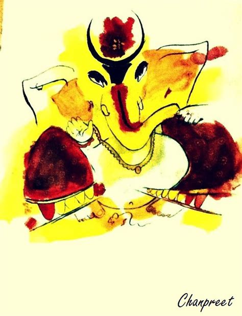 Watercolor Painting Of Shri Ganesh Ji - Desi Painters