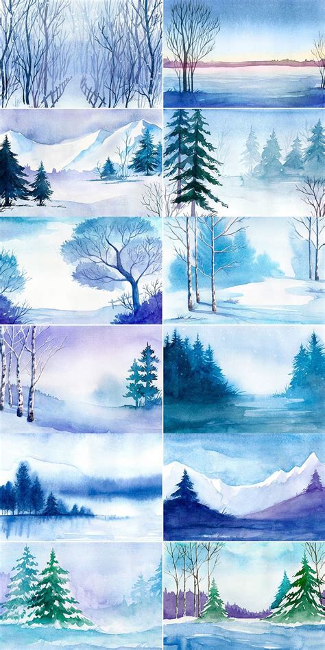 winter watercolor #LandscapingWatercolor | Winter drawings, Winter watercolor, Winter landscape