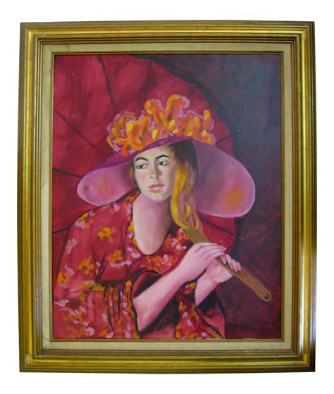 Woman with Parasol Painting | Chairish