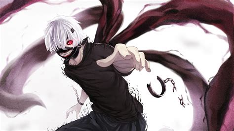 Wallpaper : white hair, anime boys, mask, cartoon, red eyes, Kaneki Ken, Tokyo Ghoul 2560x1440 ...