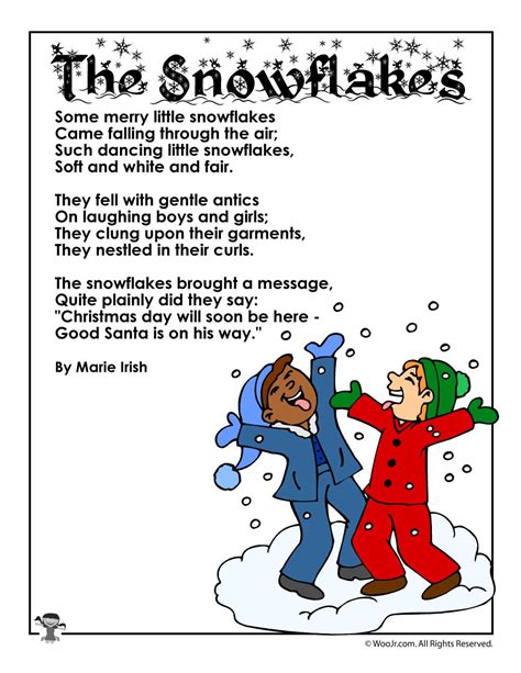 The Snowflakes Poem for Kids | Woo! Jr. Kids Activities | Christmas poems, Kids poems, Snowflake ...