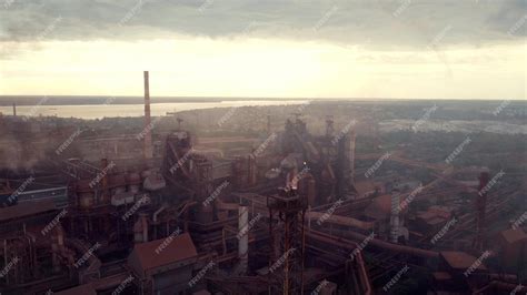 Premium Photo | Aerial view on heavy industry with air pollution produced by a large factory ...