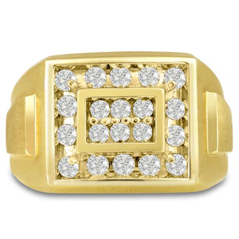 SuperJeweler - Men's 1ct Diamond Ring In 10K Yellow Gold G-H I2-I3 Size ...