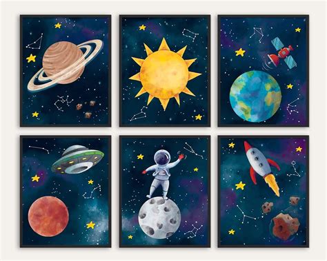 Amazon.com: Outer Space Wall Art - 8x10 Inches Unframed Set of 6, Space ...