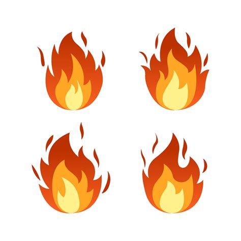 Collection of red Fire flames vector isolated on white background ...