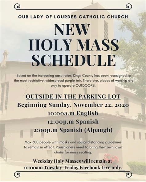 Instagram Post: New Holy Mass Schedule for Our Lady of L… - The Corcoran Journal