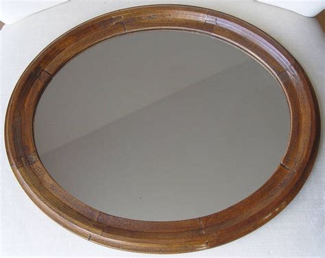 Vintage Antique Oval Tongue and Groove Wood Mirror Frame