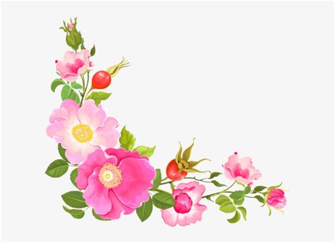 Png Flowers - Flower Corner Border Design Transparent PNG - 600x516 - Free Download on NicePNG