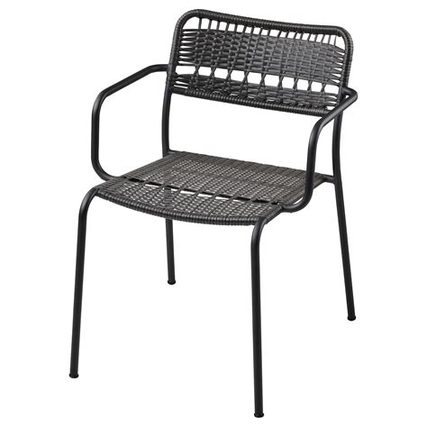 LÄCKÖ chair with armrests, outdoor dark grey | IKEA Latvija
