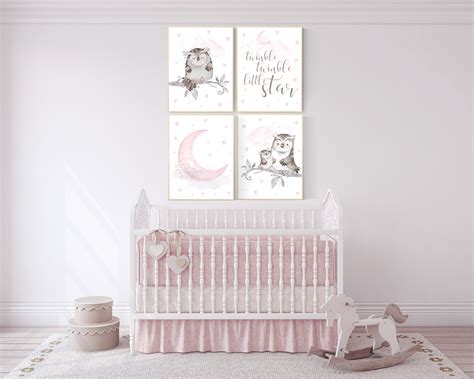 Nursery decor girl owl, Owl print for nursery, twinkle twinkle little star, owl nursery decor ...