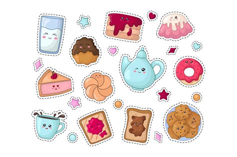 Kawaii Sweets - stickers By Watercolor Arts | TheHungryJPEG