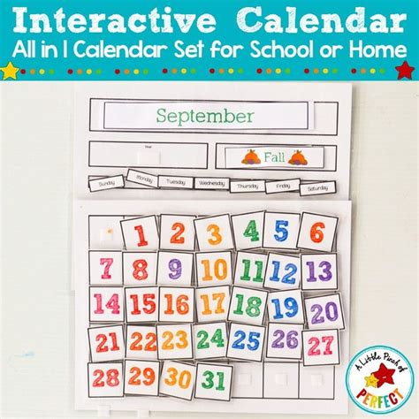 Interactive KIDS Printable Calendar for Home or Classroom: Use For ...