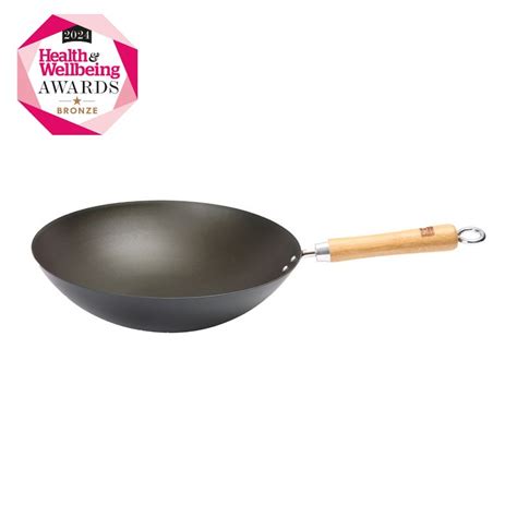 School of Wok 13"/33cm Round Bottom Pre-Seasoned Carbon Steel Wok - Dexam