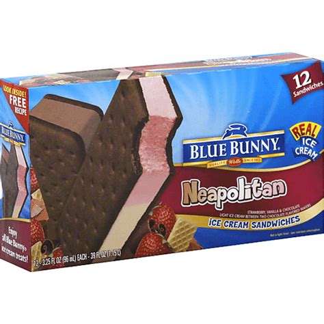 Blue Bunny Ice Cream Sandwiches, Neapolitan | Sandwiches & Bars ...