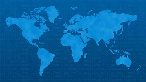 World Map | Free Stock Photo | Blue world map with binary code | # 9516