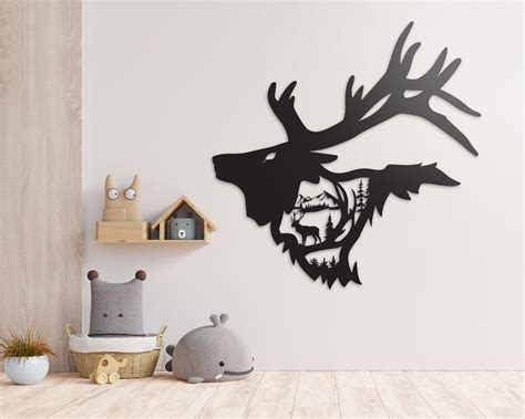 Elk Head Silhouette SVG Elk Antlers Clipart Night Mountain - Etsy