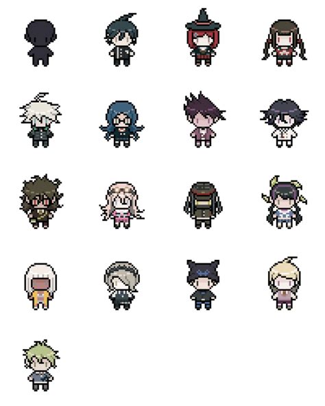 so um i redid the pixel sprites of all the drv3 characters + a low effort sprite of the ...