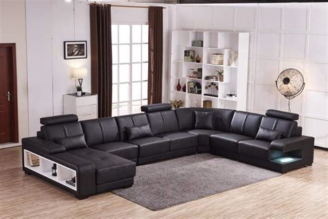 Tufted Leather U Shaped Sectional - Enjoy free shipping with your order ...