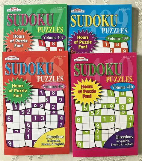 4 Sudoku Puzzle Books Lot Kappa Games Volumes 407 408 409 410 Pocket Solve Passion - iCommerce ...