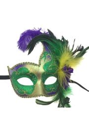 Venetian style Mardi Gras Feather Masks are ideal for Proms and Weddings.