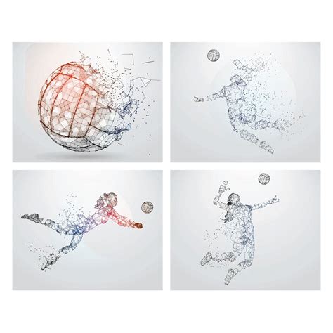 Volleyball Wall Art 4 Pack 8x10 Volleyball Player Wall Decals 0541 - Etsy