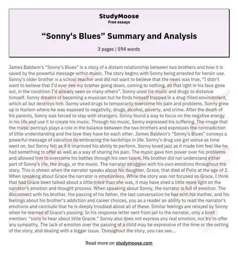 “Sonny's Blues” Summary and Analysis Free Essay Example