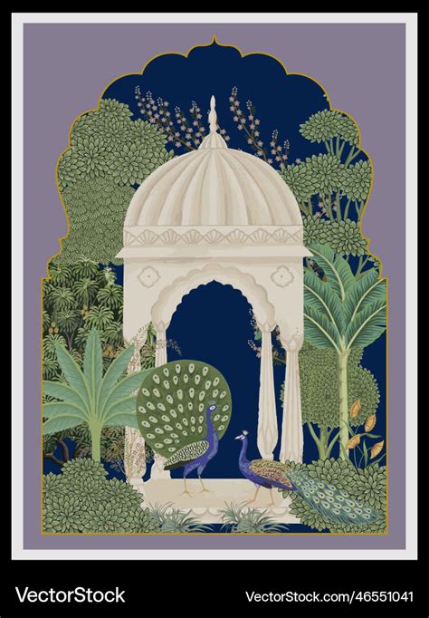 Traditional mughal motif wall art Royalty Free Vector Image