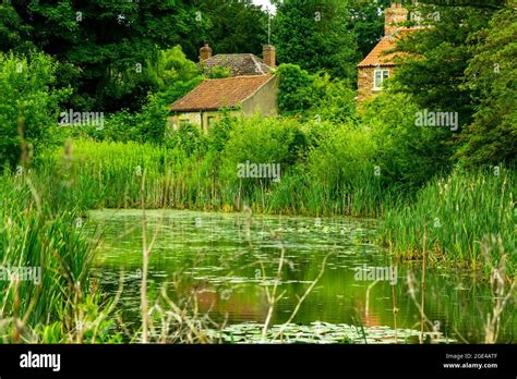 The moat in the ruins of Bolingbroke Castle a 13th century medieval castle in Old Bolingbroke ...