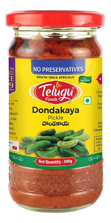 Telugu Foods Tindora Pickle 300g - Apna Bazar