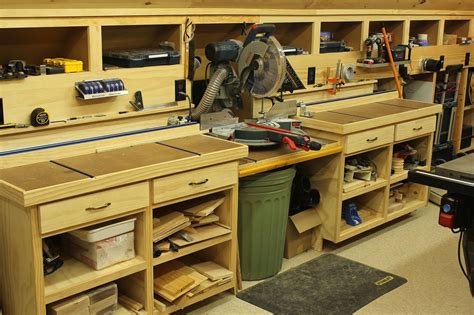 woodshop miter saw cart | Miter Saw Bench More Woodworking Shop Layout, Woodworking Workbench ...