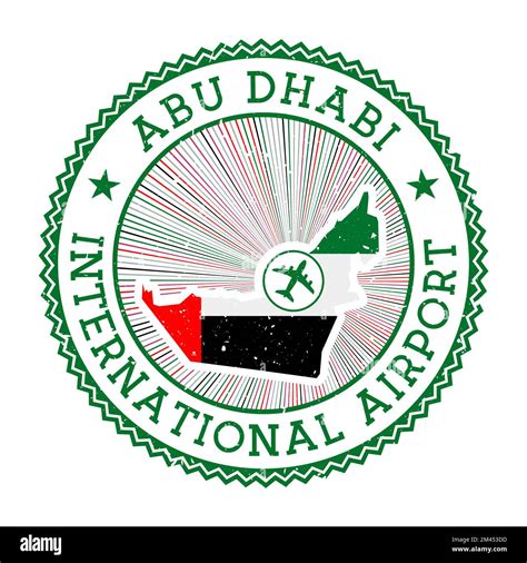 Abu Dhabi International Airport stamp. Airport logo vector illustration. Abu Dhabi aeroport with ...