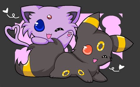 Chibi Espeon & Umbreon - Pokémon Fan Art (24070508) - Fanpop