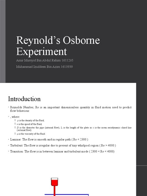 Reynold's Osborne Exp | PDF | Reynolds Number | Fluid Dynamics