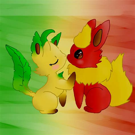 Flareon & Leafeon kissy ️ | Pokemon, Eevee, Pokemon eevee evolutions