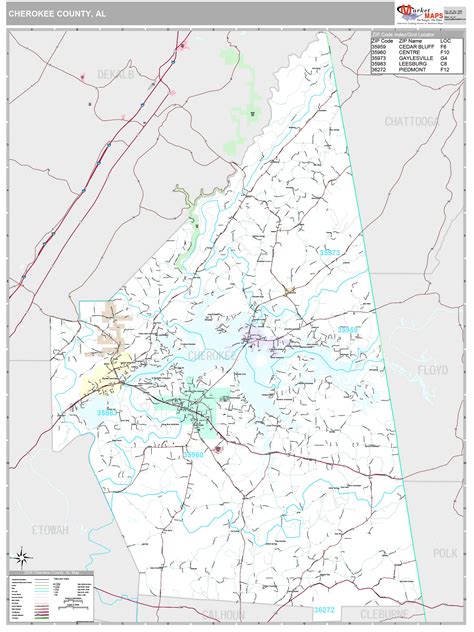 Cherokee County, AL Wall Map Premium Style by MarketMAPS