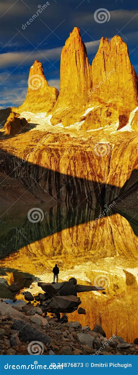 Torres Del Paine at Sunrise Stock Image - Image of landmark, cliff ...