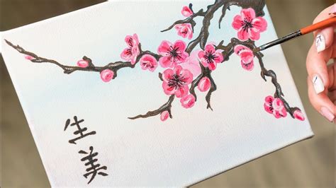 Blooming Sakura Twig - Acrylic painting / Homemade Illustration (4k ...