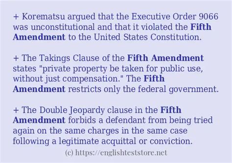 "fifth amendment" - some sentence examples - EnglishTestStore Blog