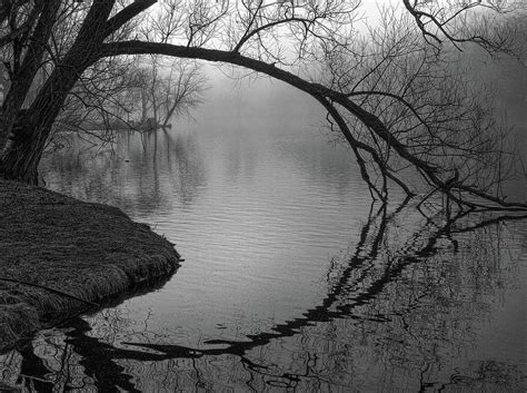 Reflection in Black and White - Grand River, Eaton Rapids, Michigan USA ...