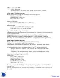 History of Logical Positivism - Philosophy of Science - Lecture Notes - Docsity