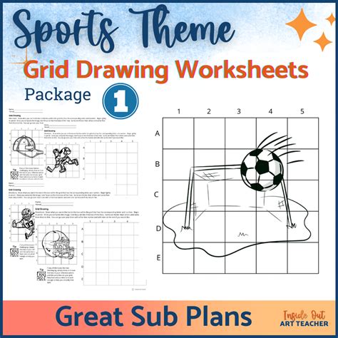 HIGH SCHOOL SUB PLAN/WORKSHEET: Grid Drawing Worksheets Sports Theme Pack #1 | Inside Out Art ...