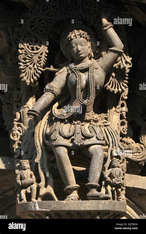 Stone Sculpture of Beautiful Female (Madanikas) with selective focus ...