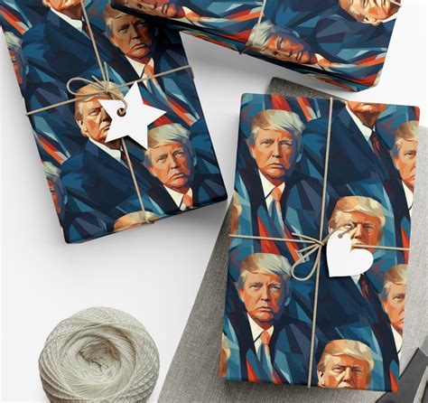 Donald Trump Wrapping Paper Funny Gag Gift Political Wrapping President Trump Portrait ...