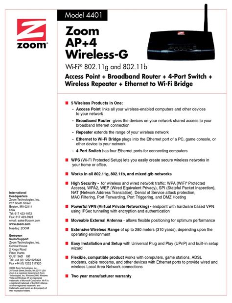 ZOOM 4401 BROCHURE & SPECS Pdf Download | ManualsLib