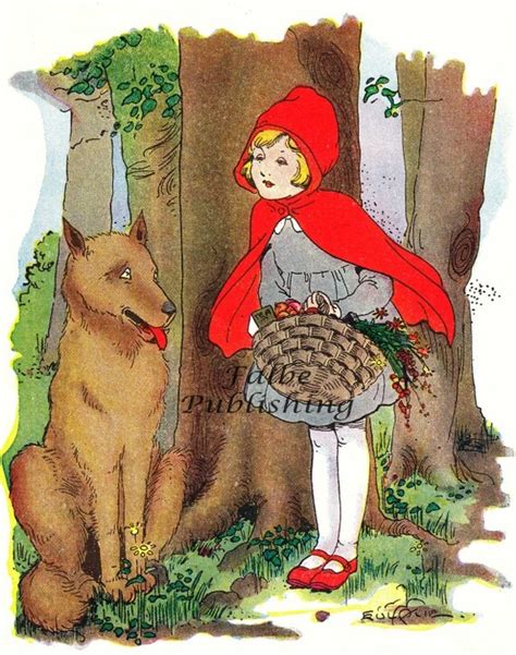 Items similar to Wolf and Little Red Riding Hood vintage full color ...